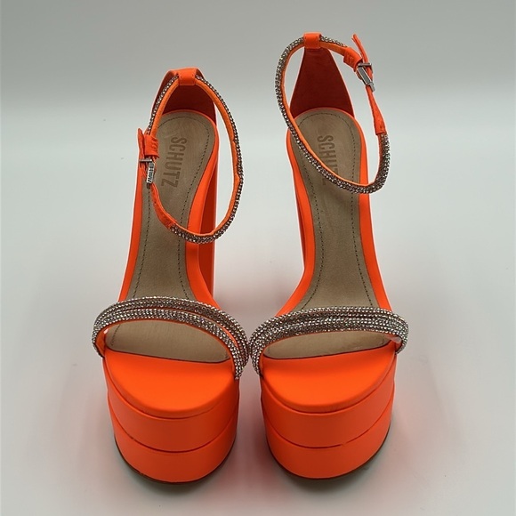 2082- Schutz Orange Platform Heels Size 7 B NWT - Picture 4 of 13